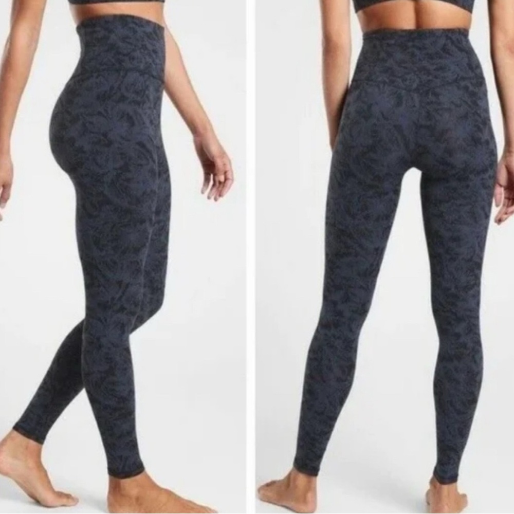 Athleta Elation Blue and Black Textured Leggings